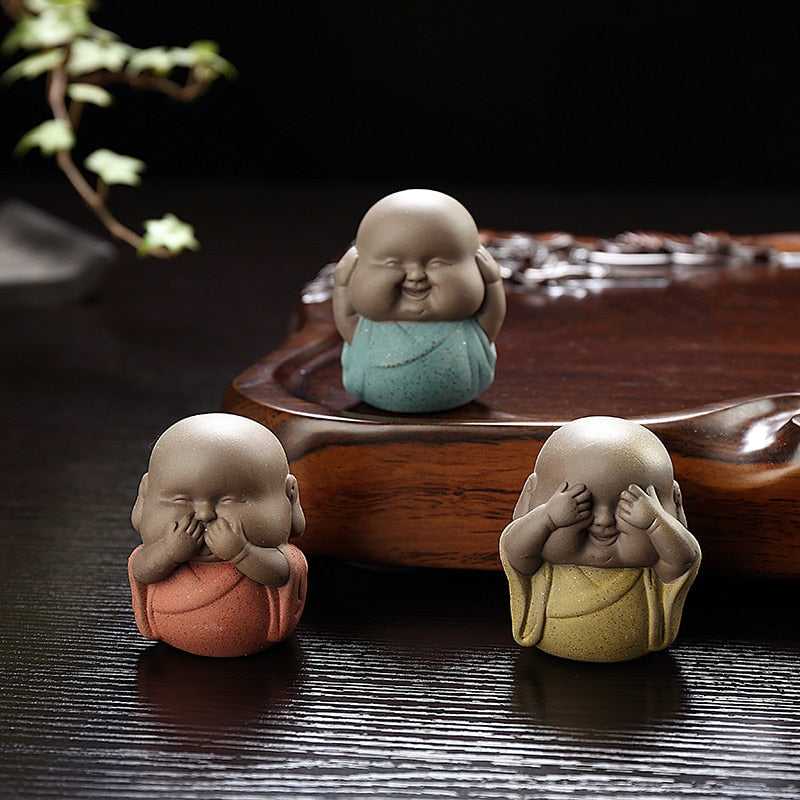 Keramikk Kunst Figurer i form av Three Wise Monkeys - Fete Munker