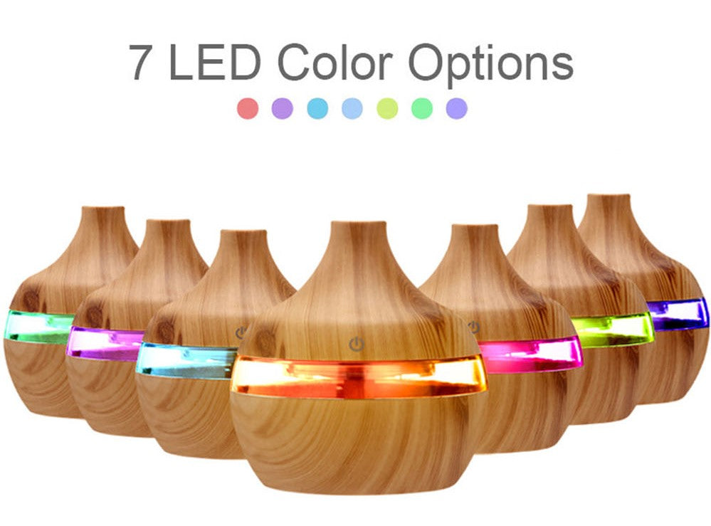 Aromaterapautisk Ultrasonik Luftfukter med 7 LED farger