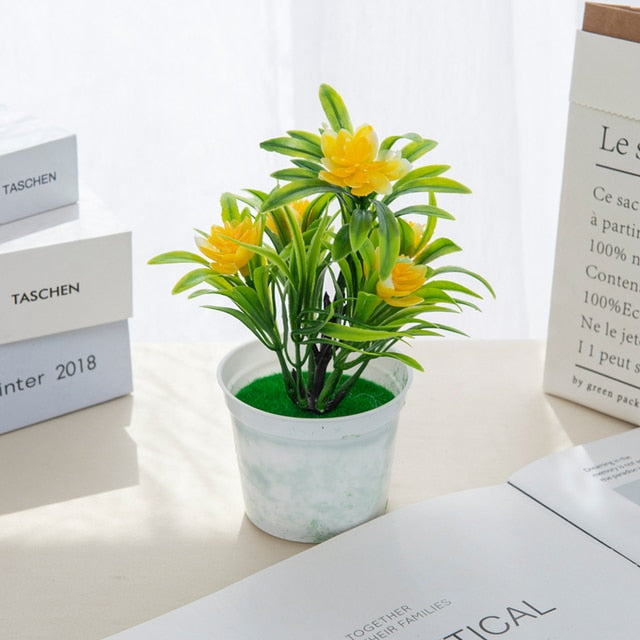 Kunstig-Gul-Hellig-Bonsai-Lotus-Plante-18cm