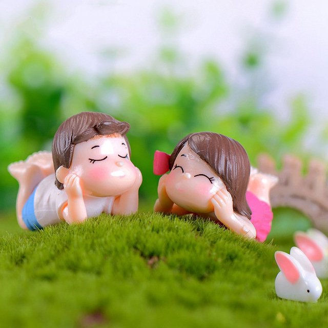Miniatyr Tegneseriefigurer Søte Par Pynt