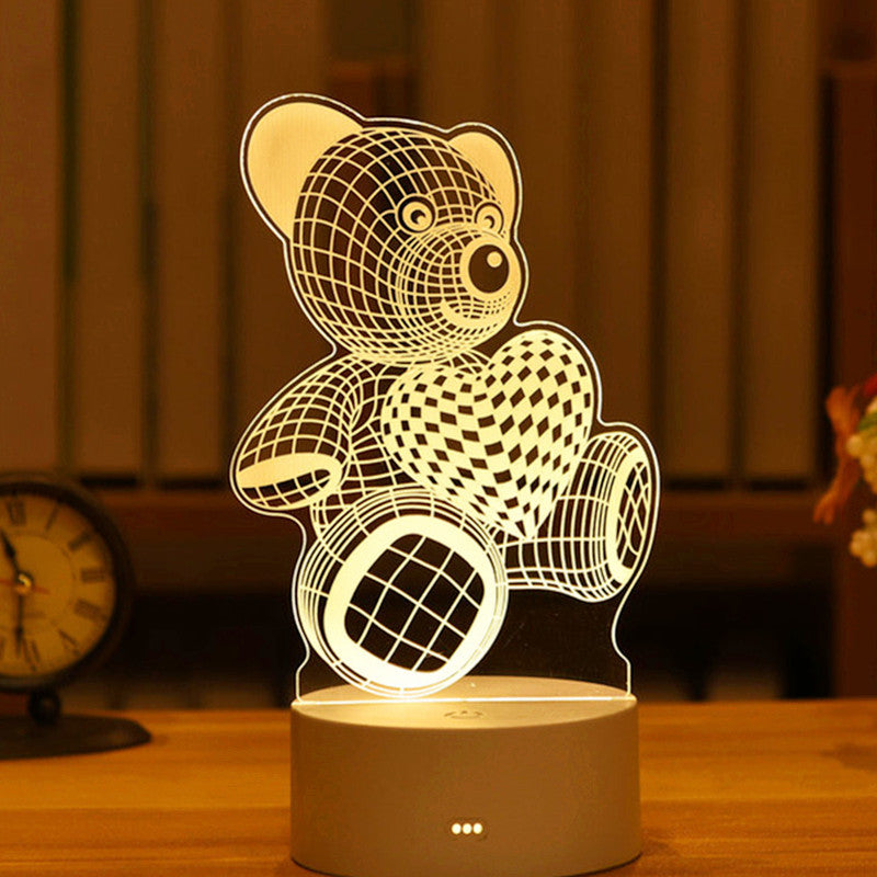 3D Bamse Illusjon Nattlampe - LED