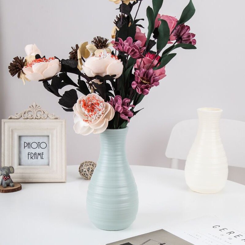 Nordisk Origami Vase - Imitert Keramikk Plastvase med Smal Hals 20cm