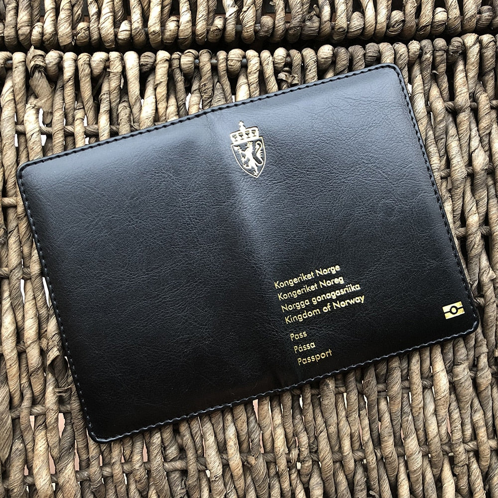 Norsk Pass Deksel Cover Beskyttelse Svart