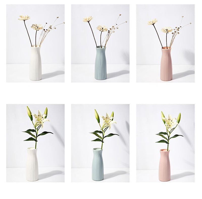 Nordisk Origami Vase - Imitert Keramikk Plastvase med Lang Hals 23.5cm