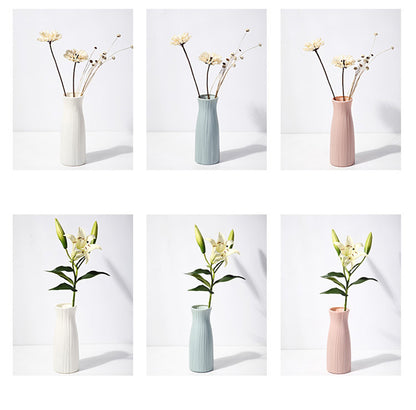 Nordisk Origami Vase - Imitert Keramikk Plastvase med Lang Hals 23.5cm