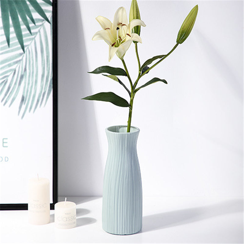Nordisk Origami Vase - Imitert Keramikk Plastvase med Lang Hals 23.5cm