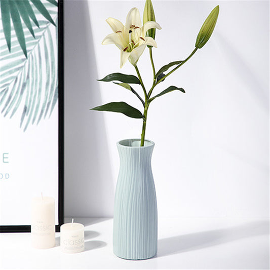 Nordisk Origami Vase - Imitert Keramikk Plastvase med Lang Hals 23.5cm