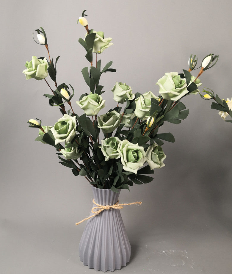 Nordisk Origami Vase - Imitert Keramikk Plastvase med Lagdelte Folder Design 17cm