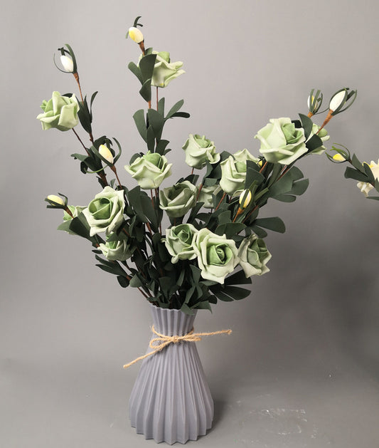 Nordisk Origami Vase - Imitert Keramikk Plastvase med Lagdelte Folder Design 17cm
