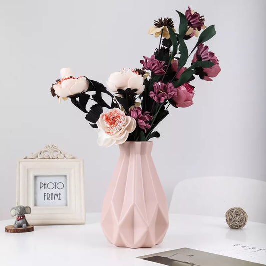 Nordisk Origami Vase - Imitert Keramikk Plastvase - Geometrisk Design 20.5cm