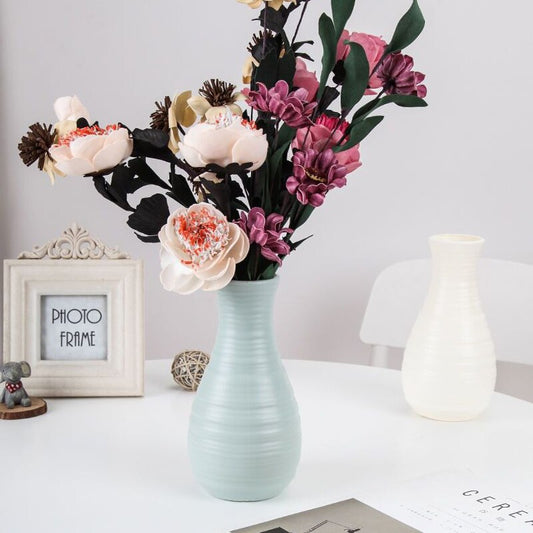 Nordisk Origami Vase - Imitert Keramikk Plastvase med Smal Hals 20cm