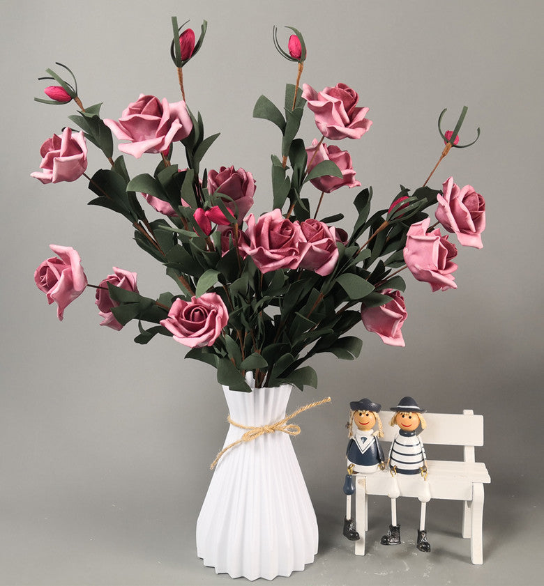 Nordisk Origami Vase - Imitert Keramikk Plastvase med Lagdelte Folder Design 17cm