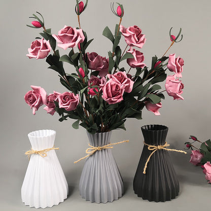Nordisk Origami Vase - Imitert Keramikk Plastvase med Lagdelte Folder Design 17cm