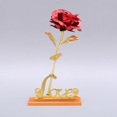 Crystal Red Rose with "Love" text base