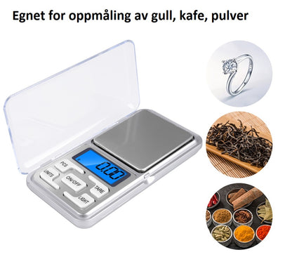 Digital Vekt med LCD skjerm - 0.01 gram nøyaktighet | 500g