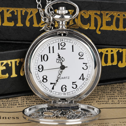 Sølv Romertallet Quartz Lommeklokke Lommeur Vintage Hul Design